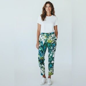 Women’s Lafayette 148 New York Green and Blue Leaf Print Pants/Capris NWOT